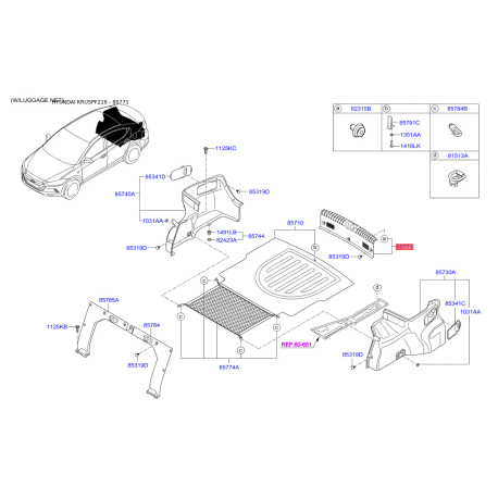 Обивка багажника задняя 85770-F2000TRY Mobis - 85770F2000TRY - схема с каталога 85771, KRUSPF216 85770F2000TRY