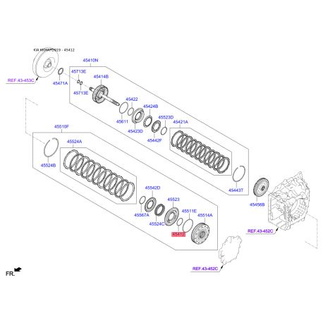 Кільце ущільнювальне АКПП 45412-3B000 Mobis - 454123B000 - схема з каталогу 45412, KKMAPD919 454123B000