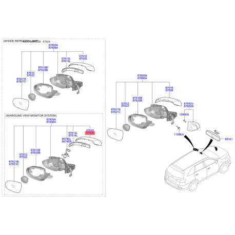 Накладка (крышка) наружного зеркала задняя правая 87626-C5000 Mobis - 87626C5000 - схема с каталога 87626, KRUSPC518 87626C5000