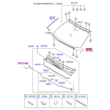Накладка кутова зовнішнього дзеркала (на кузов) ліва 86180-3S000 Mobis - 861803S000 - схема з каталогу 86180, KHMAPGFE11 861803S000
