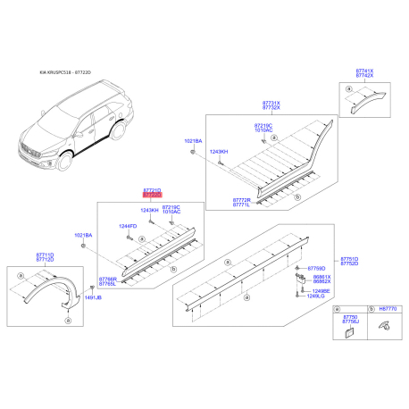 Обшивка порога правая 87722-C5200 Mobis - 87722C5200 - схема с каталога 87722D, KRUSPC518 87722C5200