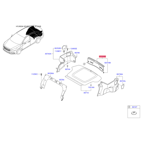 Оббивка багажника 85770-C1000TRY Mobis - 85770C1000TRY - схема з каталогу 87250B, KEURPC114 85770C1000TRY