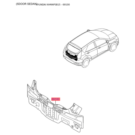 Лонжерон пола багажника 69100-1R300 Mobis - 691001R300 - схема с каталога 69100, KHMAPSB15 691001R300