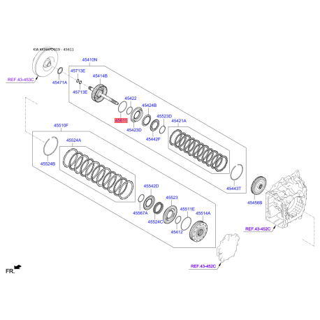 Шайба упорная АКПП 45611-3B000 Mobis - 456113B000 - схема с каталога 45611, KKMAPD919 456113B000
