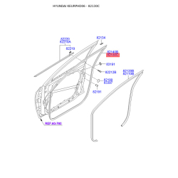 Уплотнитель (уплотнение) двери левый 82130-2H000 Mobis