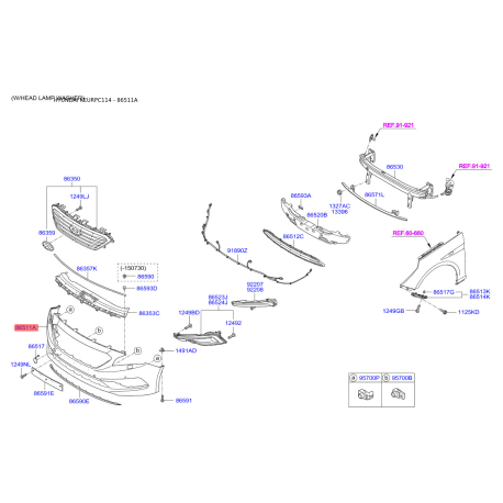 Бампер 86511-C1000 Mobis - 86511C1000 - схема с каталога 86511A, KEURPC114 86511C1000