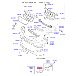 Облицювання, протитуманна фара переднє праве 86524-2B700 Mobis