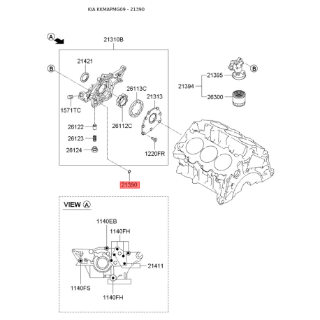 Кольцо уплотнительное передней крышки мотора 21390-37130 Mobis - 2139037130 - схема с каталога 21390, KKMAPMG09 2139037130