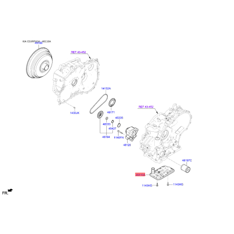 Фильтр масляный АКПП 48148-2H000 Mobis - 481482H000 - схема с каталога 48110A, CEURPIX24 481482H000
