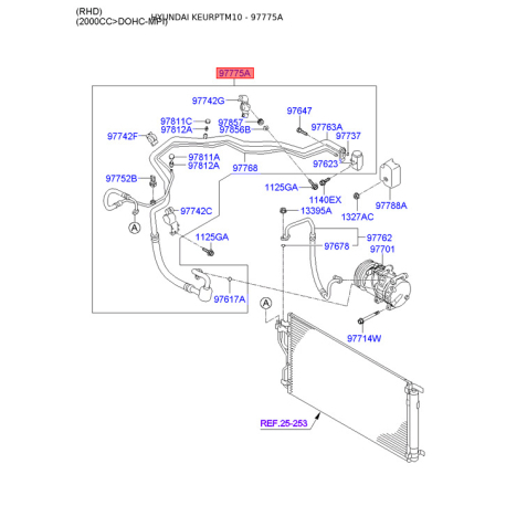 Трубопровод высокого / низкого давления, кондиционер 97775-2S000 Mobis - 977752S000 - схема с каталога 97775A, KEURPTM10 977752S000