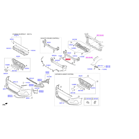 Усилитель бампера нижний 86570-C1AA0 Mobis - 86570C1AA0 - схема с каталога 86571L, KEURPE617 86570C1AA0