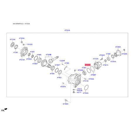 Кольцо раздаточной коробки 47353-39000 Mobis - 4735339000 - схема с каталога 47353A, KKMAPTH23 4735339000