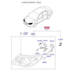 Фара основна права 92102-2H021 Mobis