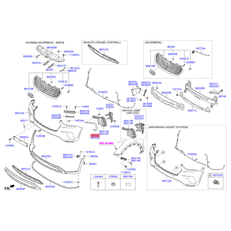 Кронштейн, буфер правый 86556-B8AA0 Mobis - 86556B8AA0 - схема с каталога 86556, KEURPB816 86556B8AA0
