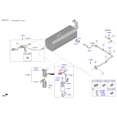 Кільце ущільнювальне паливної системи 31941-72000 Mobis - 3194172000 - схема з каталогу 31941, KEURPPU20 3194172000