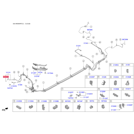 Кольцо уплотнительное топливной системы 31319-33400 Mobis - 3131933400 - схема с каталога 31319D, MKMAPM721 3131933400