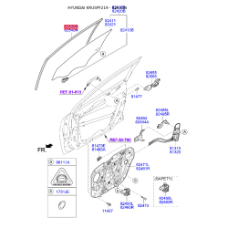 Ущільнювач (прокладка), бічне скло лівий 82530-F2000 Mobis