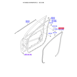Уплотнитель (уплотнение) двери левый 82110-3S000RY Mobis