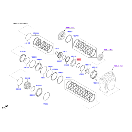 Кільце ущільнювальне АКПП 45612-3B601 Mobis - 456123B601 - схема з каталогу 45612, KEURPJW22 456123B601