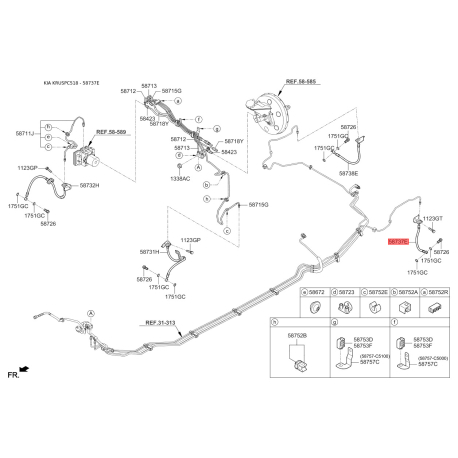 Шланг тормозной левый 58737-C5000 Mobis - 58737C5000 - схема с каталога 58737E, KRUSPC518 58737C5000