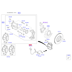 Шланг тормозной передний правый 58732-2P100 Mobis