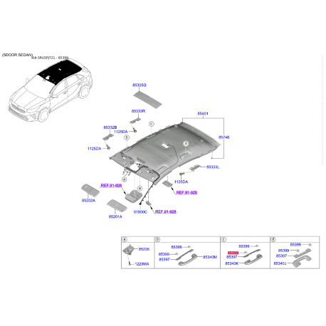 Пістон (кліпса) оббивки салону 85399-2S000 Mobis - 853992S000 - схема з каталогу 85399, SRUSPJ721 853992S000