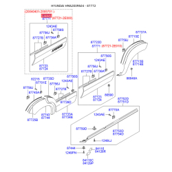 Молдинг порога, бампера і крила правий 87722-2E000 Mobis