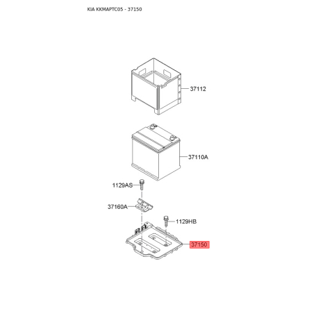 Крепление аккумулятора 37150-1G000 Mobis - 371501G000 - схема с каталога 37150, KKMAPTC05 371501G000