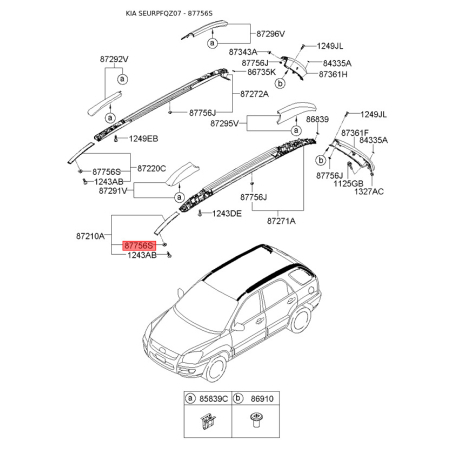 Молдинг даху 87756-34520 Mobis - 8775634520 - схема з каталогу 87756S, SEURPFQZ07 8775634520