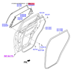 Фіксатор (кліпса) ущільнювача дверей задній лівий 83270-2W000 Mobis