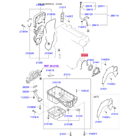 Прокладка, масляный насос 21444-23000 Mobis - 2144423000 - схема с каталога 21444, SEURPED10 2144423000