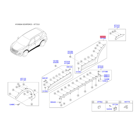 Обшивка порога левая 87731-2W000CA Mobis - 877312W000CA - схема с каталога 87731X, KEURPDM15 877312W000CA