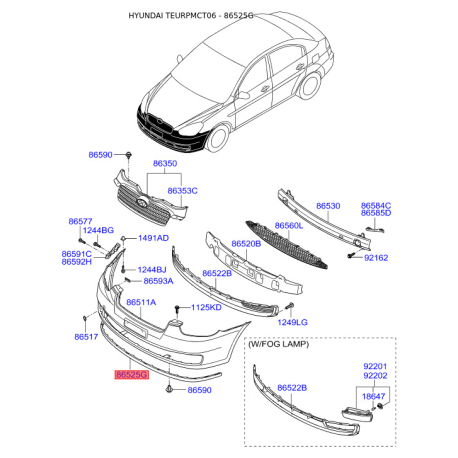Спойлер 86525-1E000 Mobis - 865251E000 - схема з каталогу 86525G, TEURPMCT06 865251E000