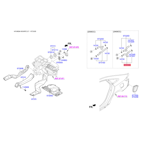 Шланг (патрубок) системы охлаждения 97311-C1000 Mobis - 97311C1000 - схема с каталога 97310D, KEURPC117 97311C1000