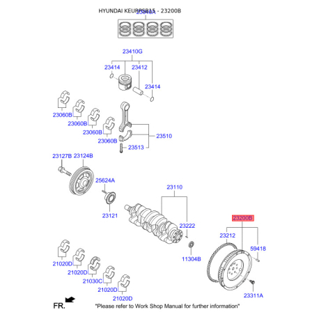 Маховик 23200-03AC0 Mobis - 2320003AC0 - схема з каталогу 23200B, KEURPSB15 2320003AC0