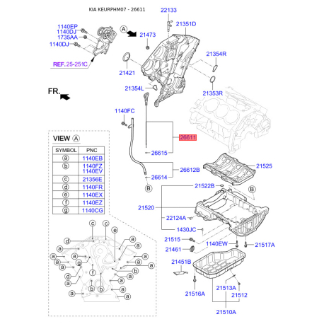 Щуп уровня масла 26611-3C502 Mobis - 266113C502 - схема с каталога 26611, KEURPHM07 266113C502