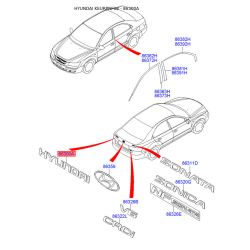 Эмблема задней и боковой двери, капота 86321-3K000 Mobis