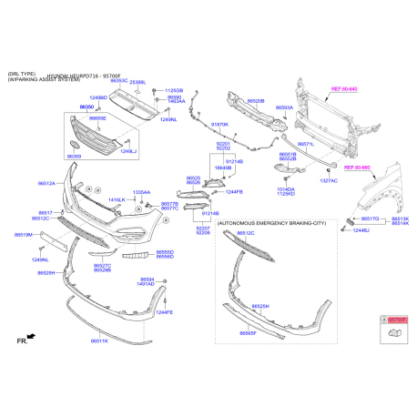 Датчик, система допомоги при паркуванні 95720-D3000U3S Mobis - 95720D3000U3S - схема з каталогу 95700F, HEURPD716 95720D3000U3S