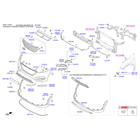 Датчик, система помощи при парковке 95720-D3000Z3G Mobis - 95720D3000Z3G - схема с каталога 95700F, HEURPD716 95720D3000Z3G