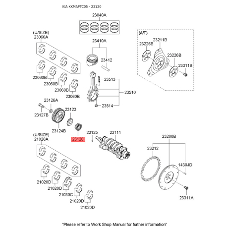Шестерня, колінчастий вал 23121-26100 Mobis - 2312126100 - схема з каталогу 23120, KKMAPTC05 2312126100