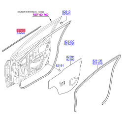 Ущільнення дверей ліве 82210-1R000 Mobis