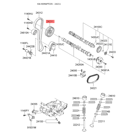 Шестерня, распределительный вал 24211-26100 Mobis - 2421126100 - схема с каталога 24211, KKMAPTC05 2421126100