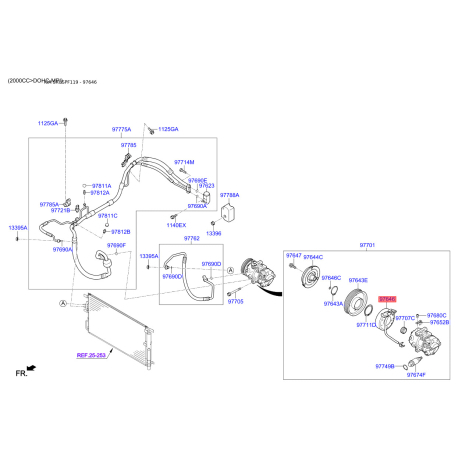 Катушка, электромагнитное сцепление - копрессор 97641-D7400 Mobis - 97641D7400 - схема с каталога 97646, SRUSPF119 97641D7400