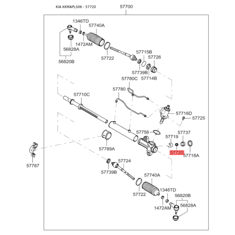 Пружина пробки (упору, підп'ятника) регулювання рульового механізму 57720-2D000 Mobis - 577202D000 - схема з каталогу 57720 577202D000