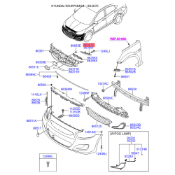 Кронштейн, буфер левый нижний 86367-1R000 Mobis