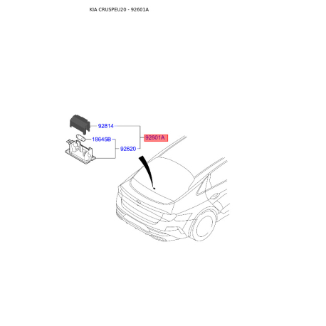 Плафон багажника и перчаточного ящика (бардачка) 92601-3M000 Mobis - 926013M000 - схема с каталога 92601A, CRUSPEU20 926013M000