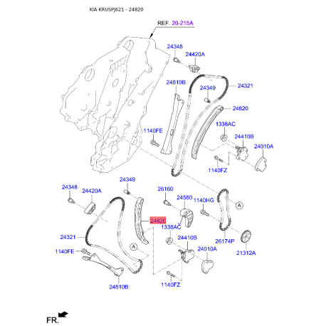 Планка заспокійника, ланцюг приводу 24820-3CGA3 Mobis - 248203CGA3 - схема з каталогу 24820, KRUSPJ621 248203CGA3