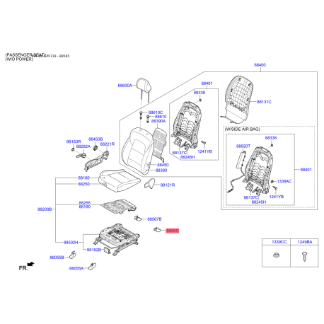 Сидение крепление заднее левое 88565-F1000WK Mobis - 88565F1000WK - схема с каталога 88565, SRUSPF119 88565F1000WK