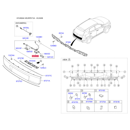 Ручка крышки багажника /помещения для груза 81260-D3000 Mobis - 81260D3000 - схема с каталога 81260B, HEURPD716 81260D3000
