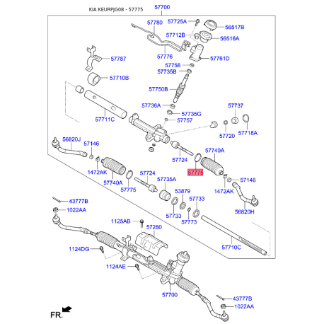 Хомут большой чехла рулевого механизма 57722-38000 Mobis - 5772238000 - схема с каталога 57775, KEURPJG08 5772238000